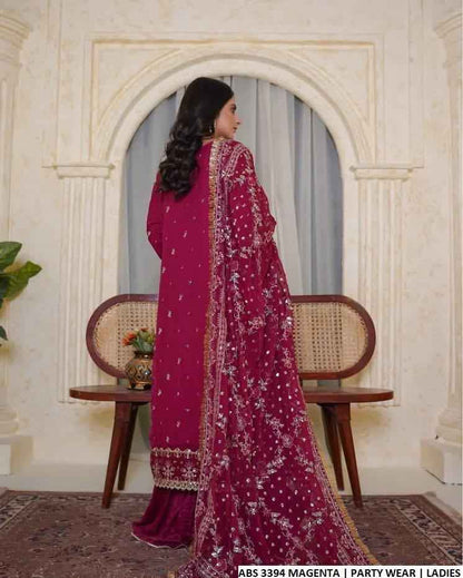 Elegant Heavy Embroidered Chiffon Dress with Dupatta – Luxury Formal Wear