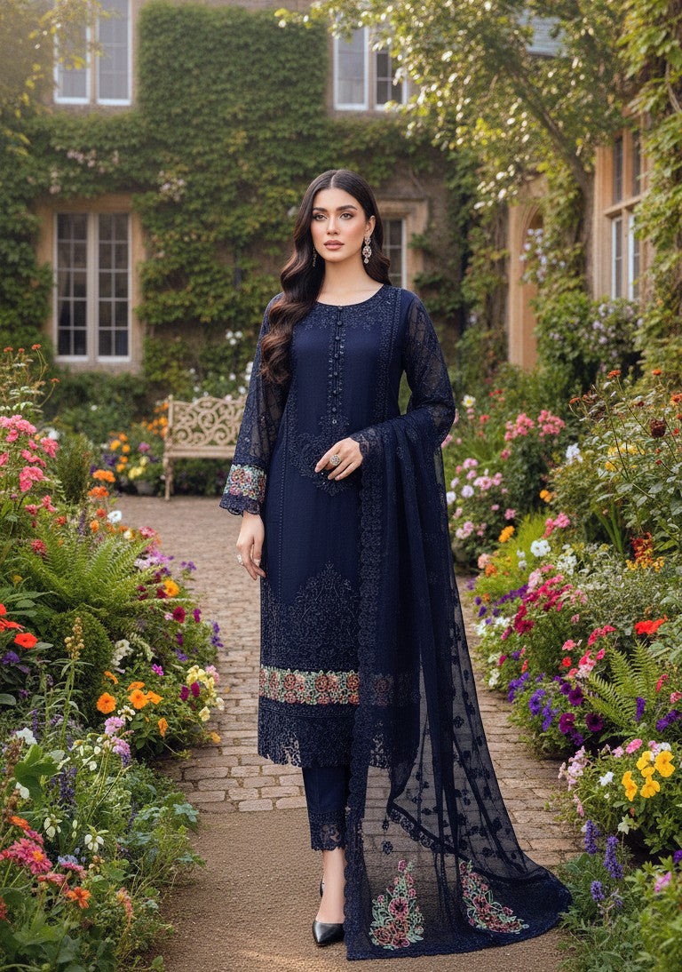 CHIFFON FABRIC 3-PCS Beautiful Heavy Embroided Dress 2025