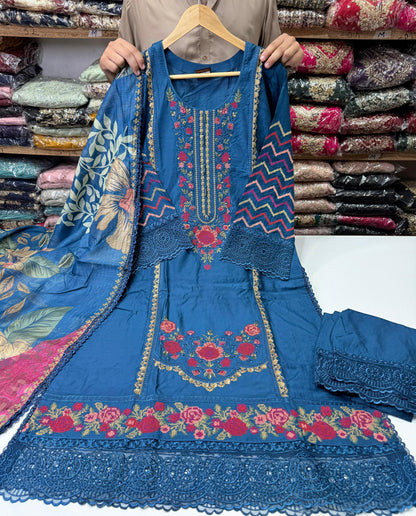 ASIM JOFA. Inspired Dress With Beautiful Short & Embroided Dupatta 2025
