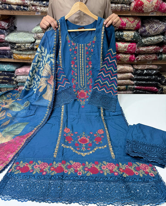 ASIM JOFA. Inspired Dress With Beautiful Short & Embroided Dupatta 2025