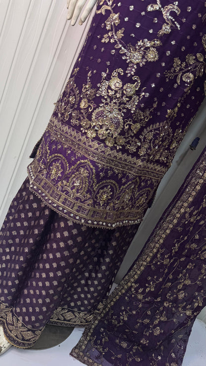 CHIFFON FABRIC 3-PCS Heavy Embroided Dress With Dupatta