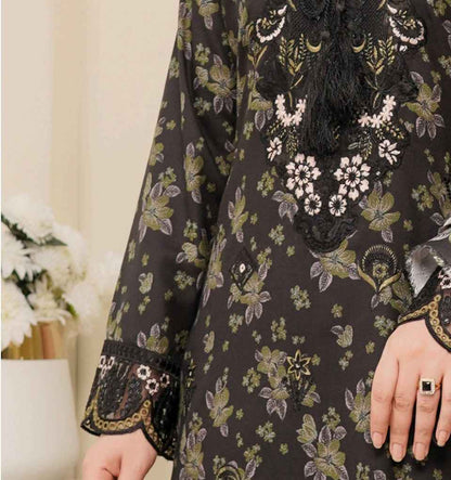 Dhanak Print Fabric Suit | Patch & Boring Work with Printed Shawl – Winter Collection