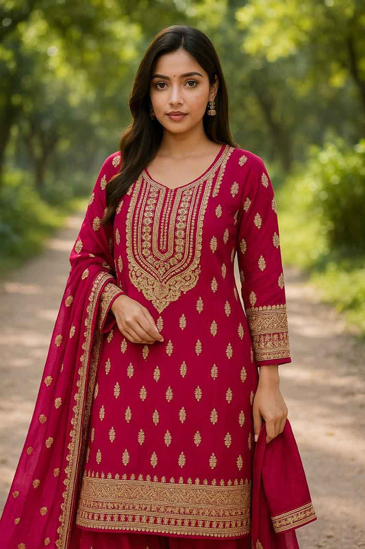 Elegant Chiffon Ensemble | Handmade Long Shirt, Trouser & Embroidered Dupatta