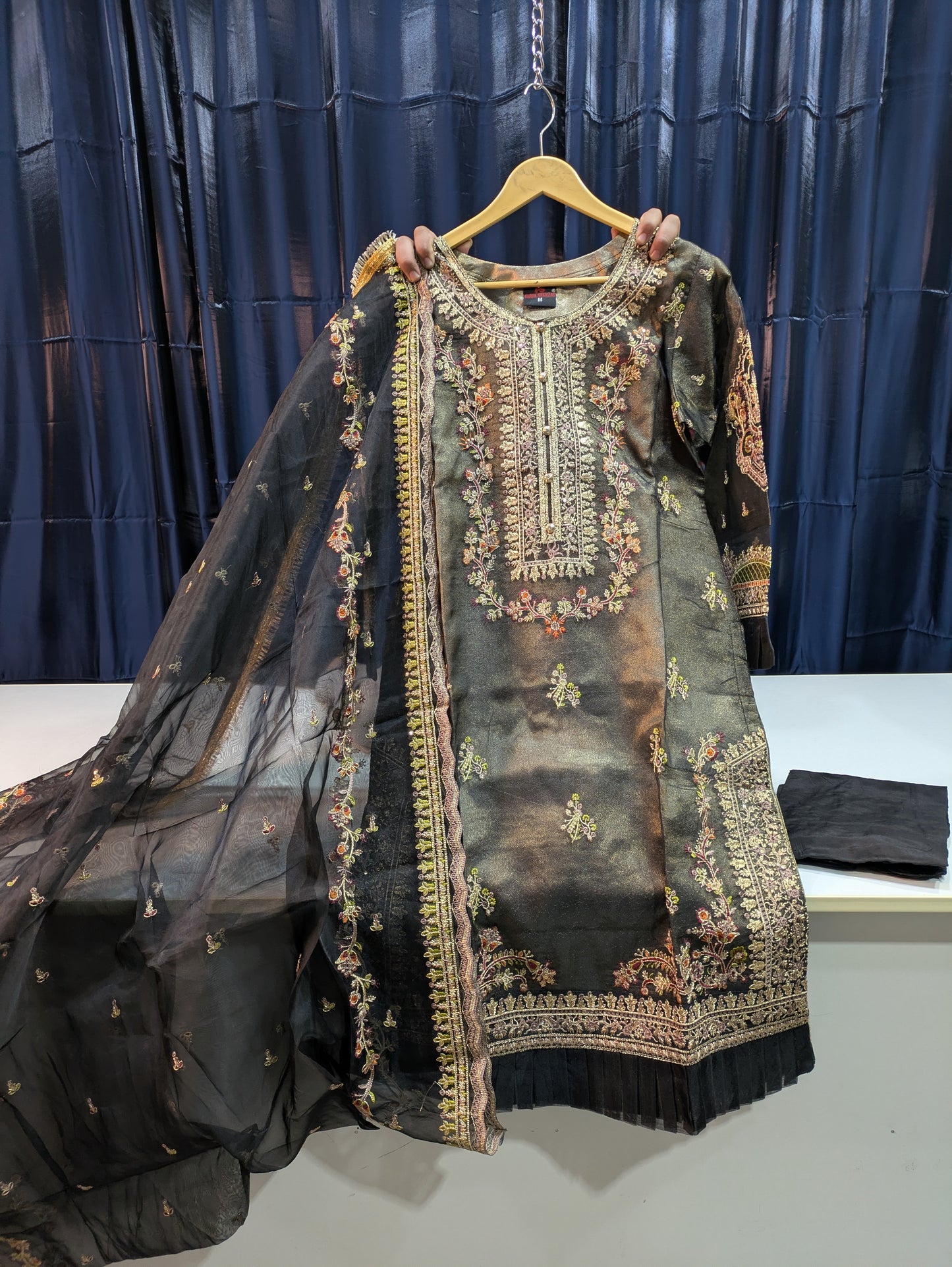 Masoori Fabric Embroidered Shirt with Embroidered Dupatta