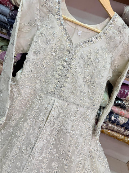 ORGANZA FABRIC 3-PCS BEAUTIFUL EMBROIDED MAXI