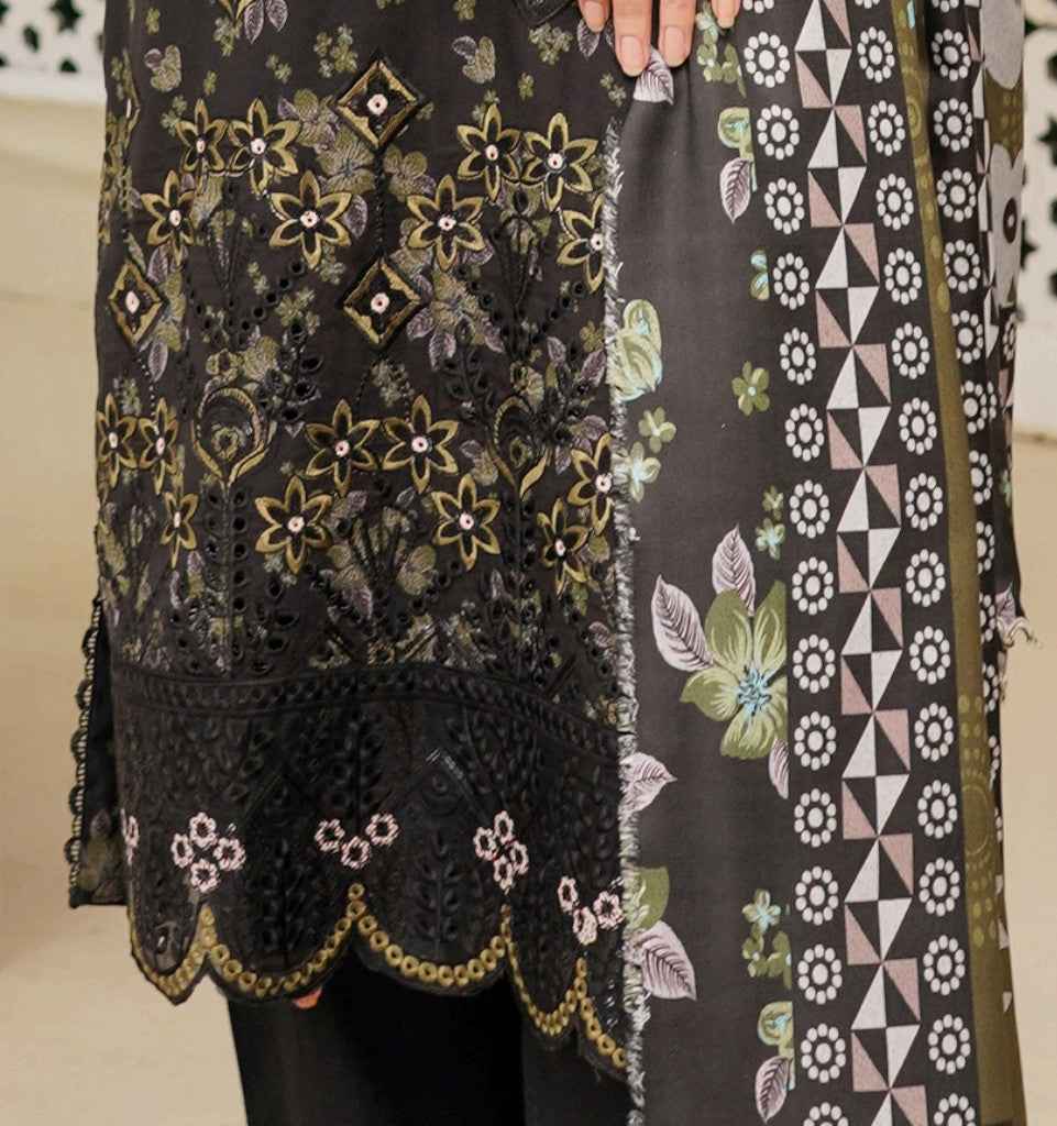 Dhanak Print Fabric Suit | Patch & Boring Work with Printed Shawl – Winter Collection