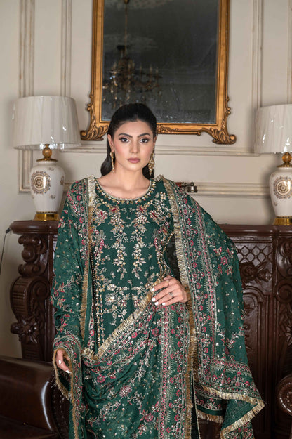 Hand-Embellished Chiffon Ensemble | Crushed Sharara Luxury Look