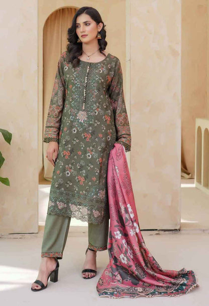 Dhanak Print Fabric Suit | Patch & Boring Work with Printed Shawl – Winter Collection