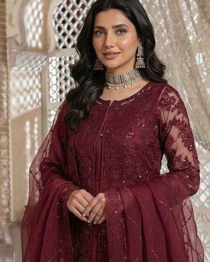 Organza Gown Style Maxi | Heavy Embroidered