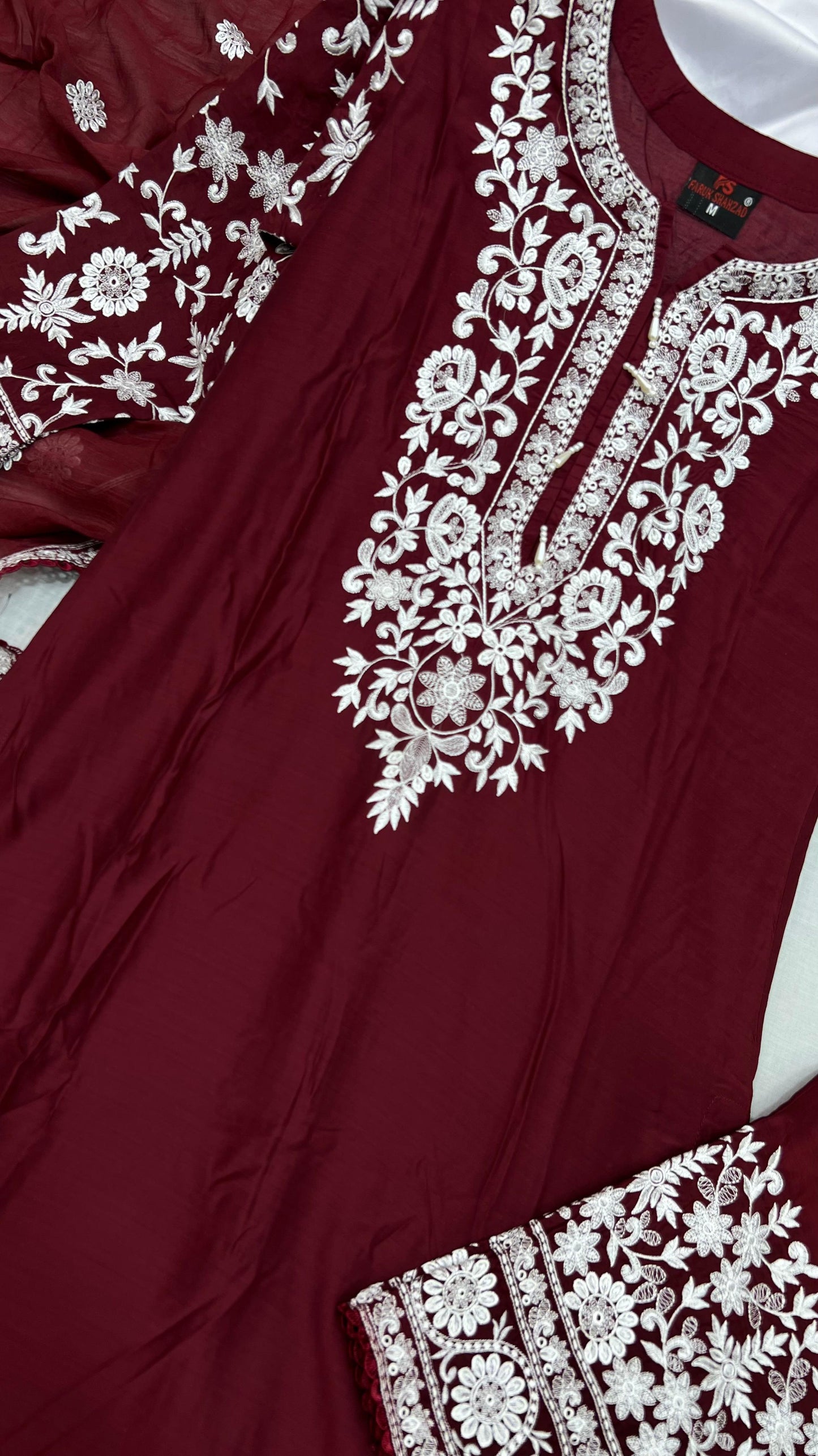 Viscose Embroidered Suit | Stylish Plazo Set with Organza Dupatta & Cutwork Border