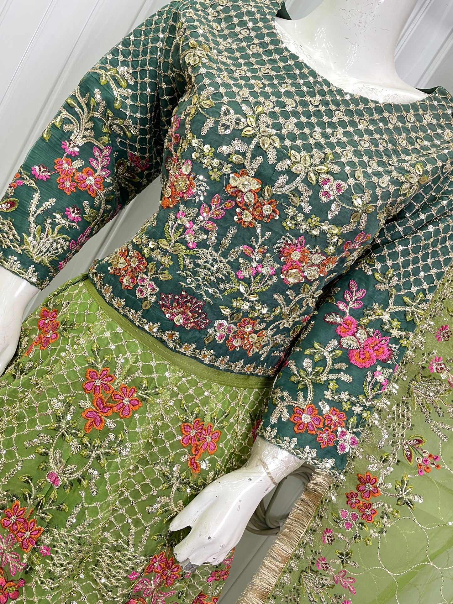 ORGANZA FABRIC Heavy Embroided Beautiful Lehanga Design 2025