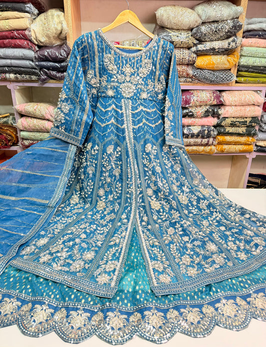 CHIFFON FABRIC 2-PCS BEAUTIFUL EMBROIDED MAXI