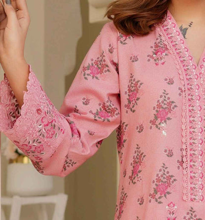 Dhanak Print Fabric Suit | Patch & Boring Work with Printed Shawl – Winter Collection