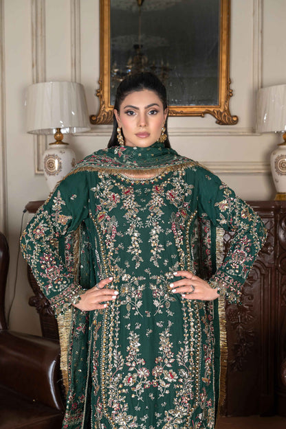 Hand-Embellished Chiffon Ensemble | Crushed Sharara Luxury Look