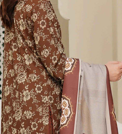 Dhanak Print Fabric Suit | Patch & Boring Work with Printed Shawl – Winter Collection