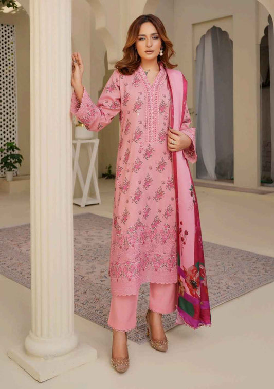 Dhanak Print Fabric Suit | Patch & Boring Work with Printed Shawl – Winter Collection
