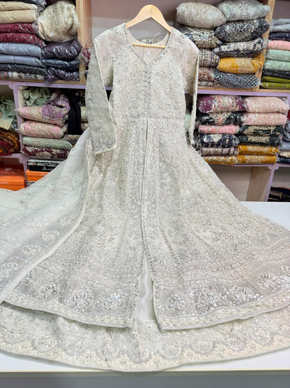 ORGANZA FABRIC 3-PCS BEAUTIFUL EMBROIDED MAXI