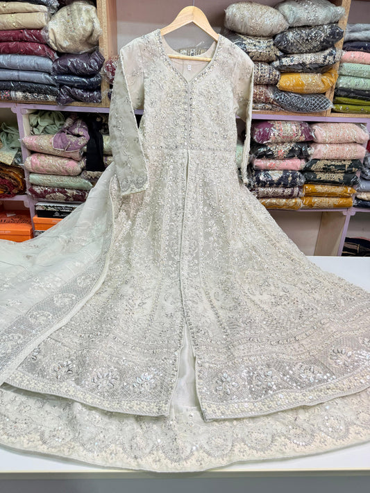 ORGANZA FABRIC 3-PCS BEAUTIFUL EMBROIDED MAXI