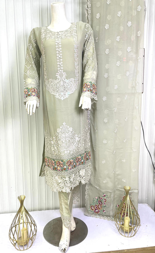 CHIFFON FABRIC 3-PCS Beautiful Heavy Embroided Dress 2025