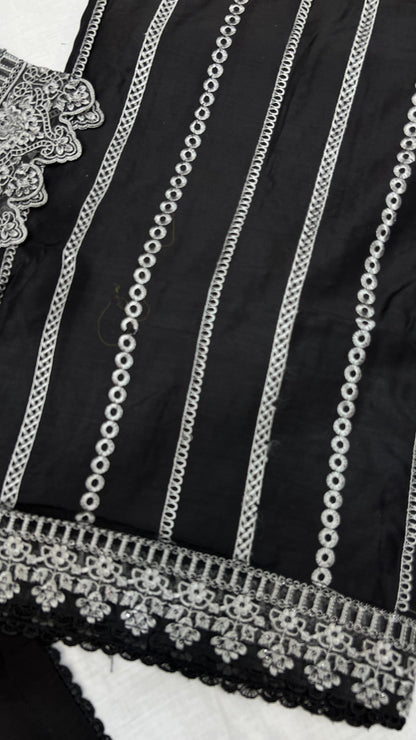 Heavy Embroidered Suit | Embroidered Shirt & Palazzo with Digital Print Dupatta and Cutwork Border