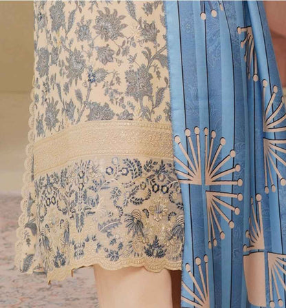 Dhanak Print Fabric Suit | Patch & Boring Work with Printed Shawl – Winter Collection
