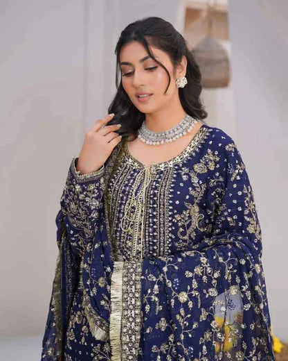 Chiffon & Jamawar Gharara Set | Timeless Elegance with a Regal Touch