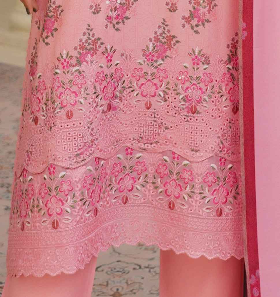 Dhanak Print Fabric Suit | Patch & Boring Work with Printed Shawl – Winter Collection