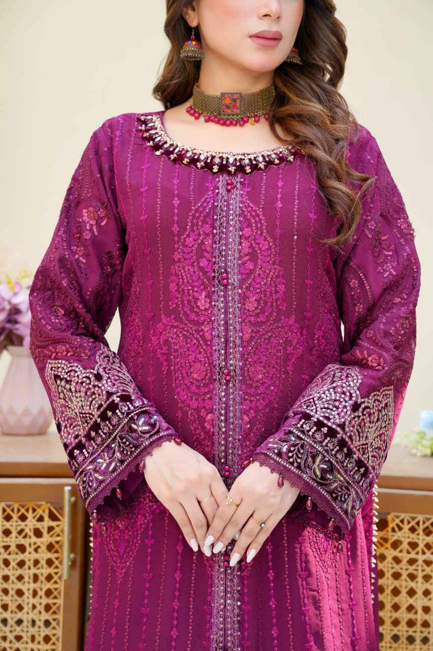 Chiffon Luxury Party Wear Dress – Maria B Inspired | Heavy Embroidered Dupatta