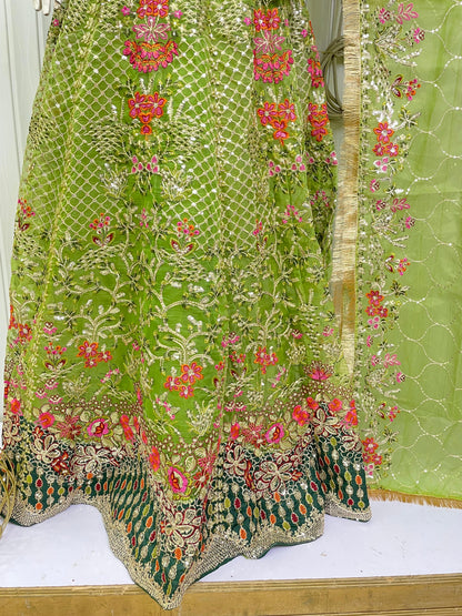 ORGANZA FABRIC Heavy Embroided Beautiful Lehanga Design 2025