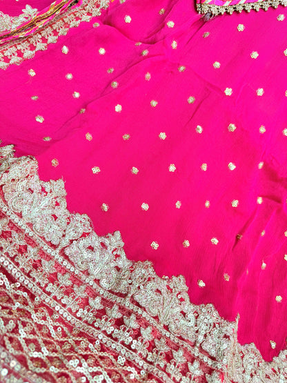 CHIFFON FABRIC 3-piece Long Embroidered Shirt With Ghrara