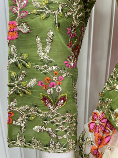 ORGANZA FABRIC Heavy Embroided Beautiful Lehanga Design 2025