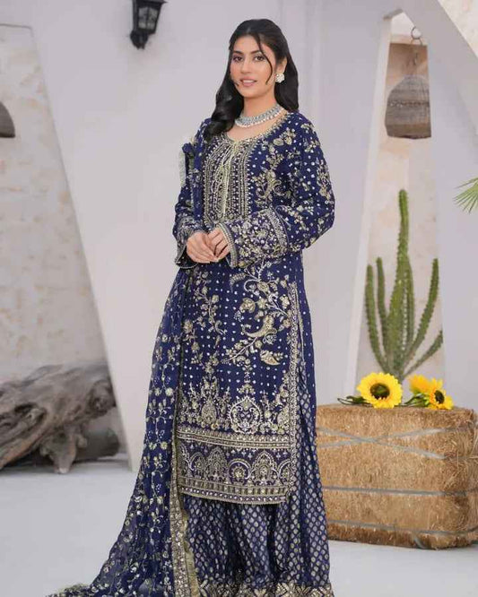 Chiffon & Jamawar Gharara Set | Timeless Elegance with a Regal Touch