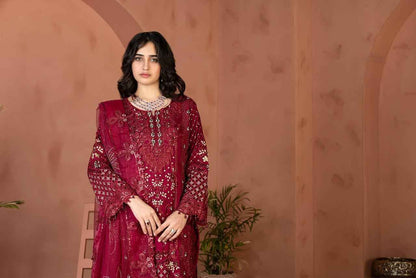 Chiffon Maria B Style Dress | Thread, Sequence & Pearls Work