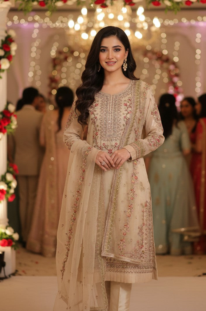 Masoori Fabric Shirt with Grip Trouser & Embroidered Dupatta