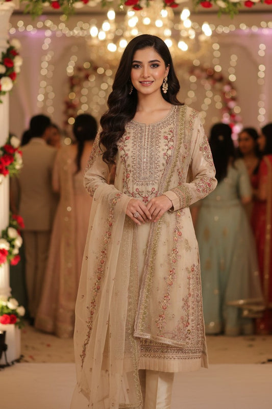 Masoori Fabric Shirt with Grip Trouser & Embroidered Dupatta