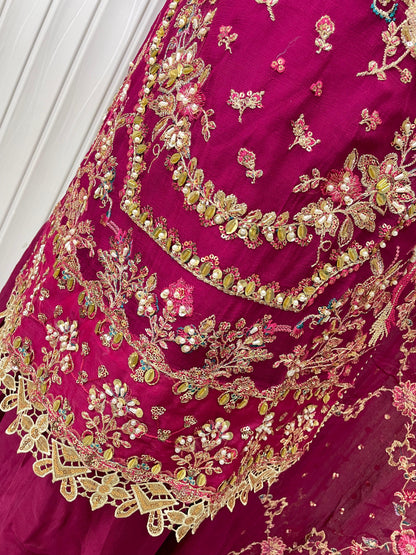 CHIFFON FABRIC 3-PCS Heavy Embroided Dress With Dupatta