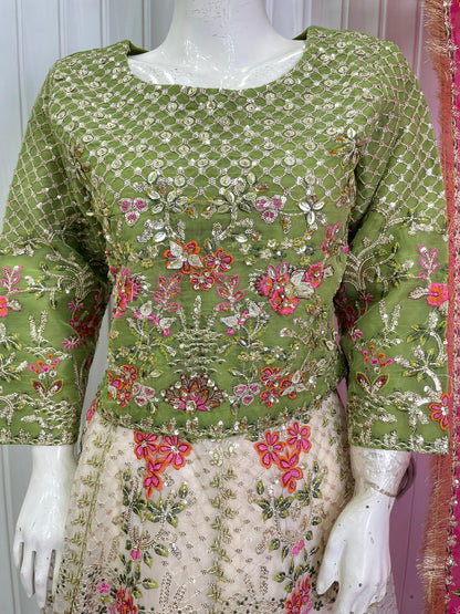 ORGANZA FABRIC Heavy Embroided Beautiful Lehanga Design 2025