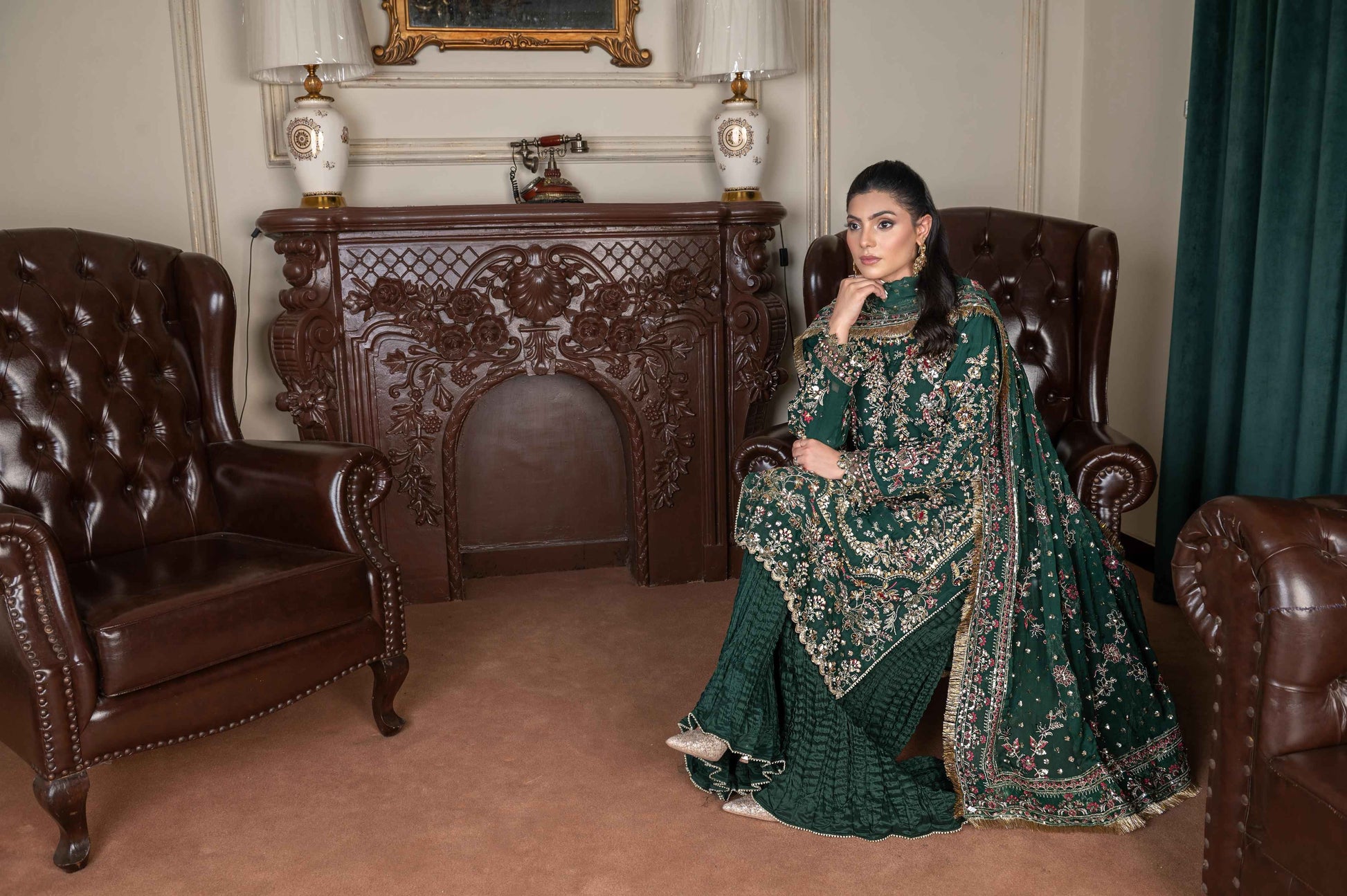 Hand-Embellished Chiffon Ensemble | Crushed Sharara Luxury Look