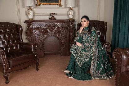 Hand-Embellished Chiffon Ensemble | Crushed Sharara Luxury Look