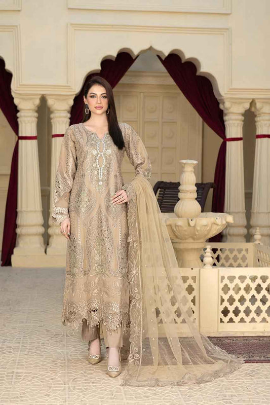 Chiffon Stuff Embroidered Shirt with Soft Net Dupatta | Elegant Cutwork Detailing