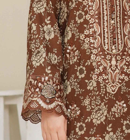 Dhanak Print Fabric Suit | Patch & Boring Work with Printed Shawl – Winter Collection