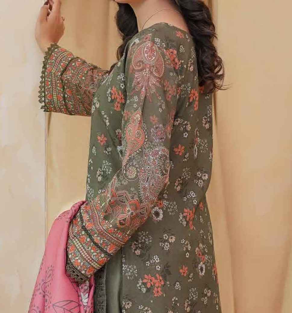 Dhanak Print Fabric Suit | Patch & Boring Work with Printed Shawl – Winter Collection