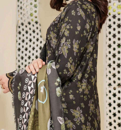 Dhanak Print Fabric Suit | Patch & Boring Work with Printed Shawl – Winter Collection