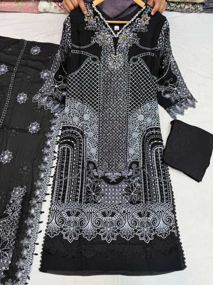 CHIFFON FABRIC Embroided Beautiful Dress With Embroided Dupatta