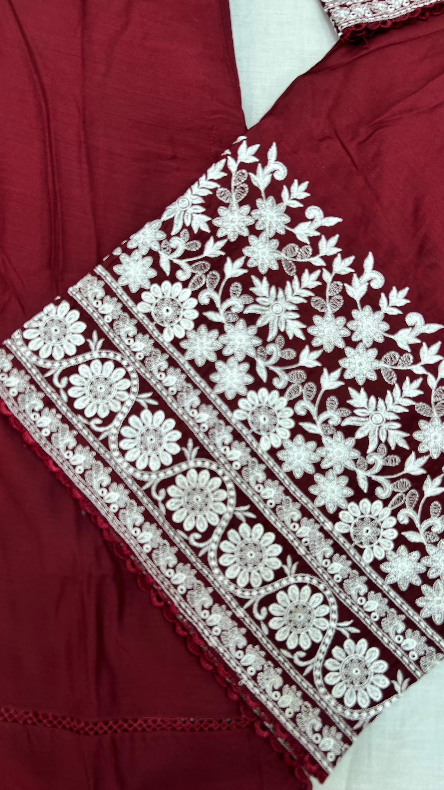 Viscose Embroidered Suit | Stylish Plazo Set with Organza Dupatta & Cutwork Border