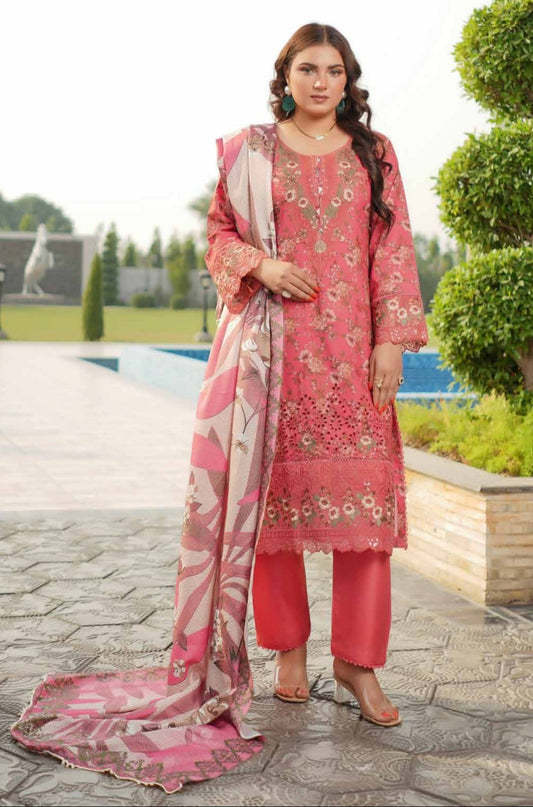 Dhanak Print Fabric Suit | Patch & Boring Work with Printed Shawl – Winter Collection