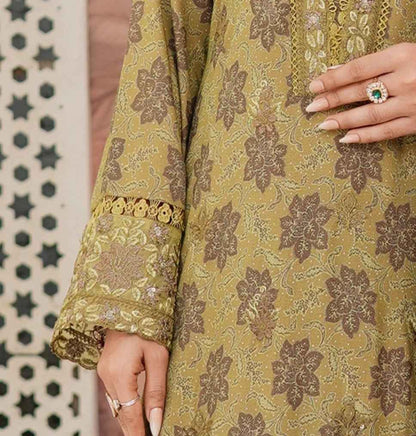 Dhanak Print Fabric Suit | Patch & Boring Work with Printed Shawl – Winter Collection