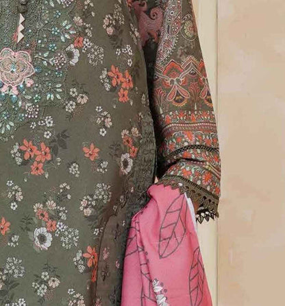 Dhanak Print Fabric Suit | Patch & Boring Work with Printed Shawl – Winter Collection
