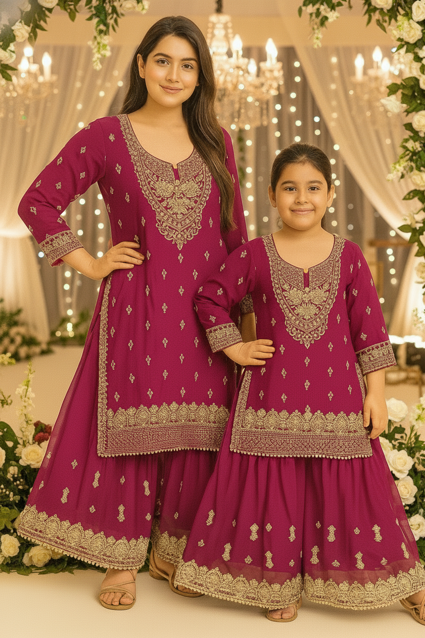CHIFFON FABRIC Mother & Daughter Dress 2025
