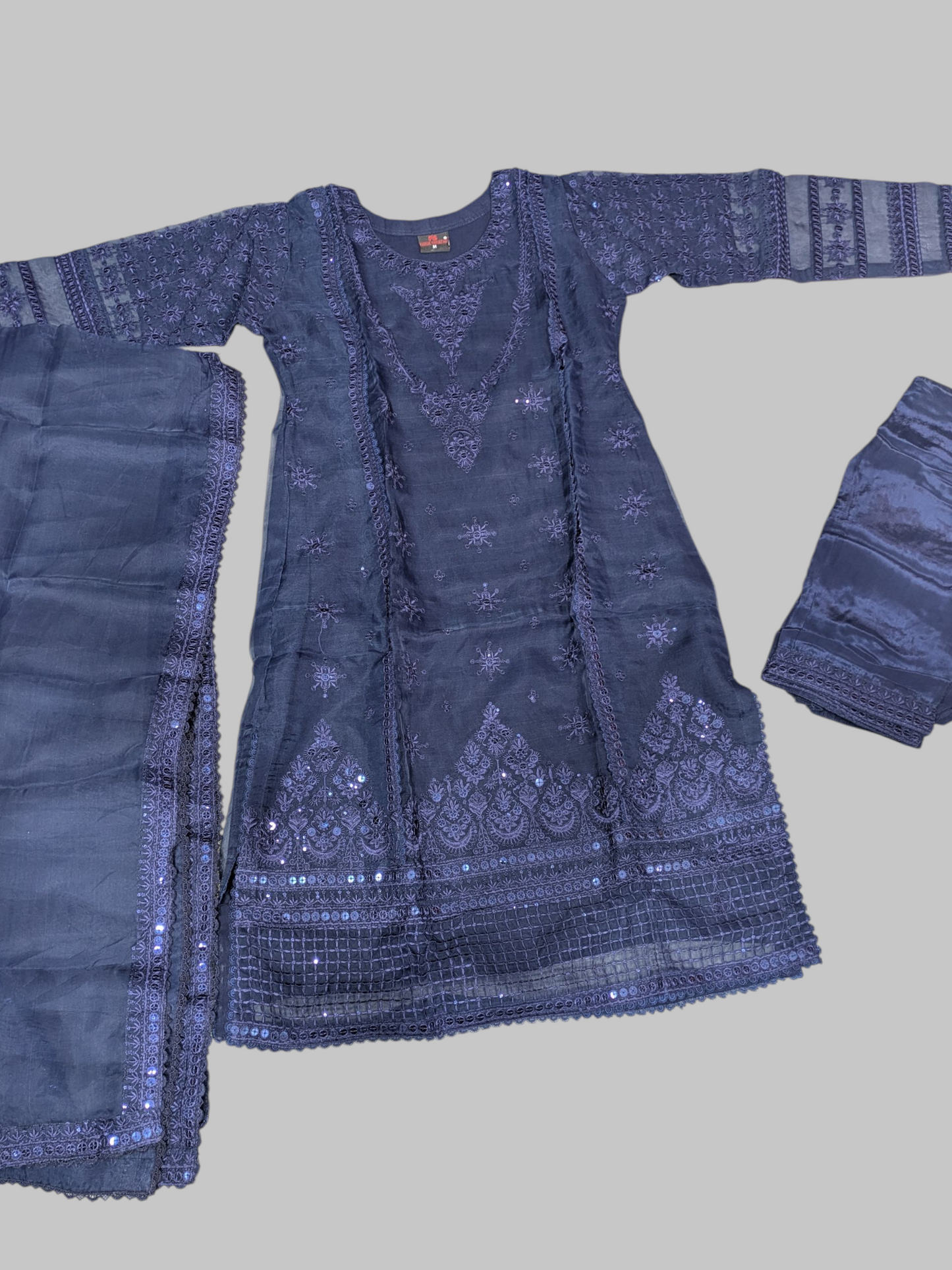 Organza Shirt with Embroidered Organza Dupatta & Grip Trouser